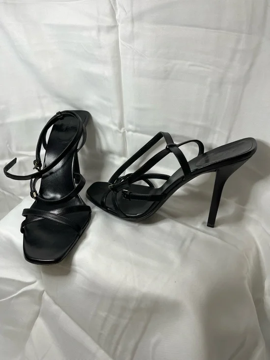 Vintage Gucci Black Strappy Leather Stiletto Sandals - Picture 2 of 4